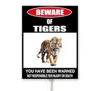Horienteeon Beware Of Tigers With Stake Tigers Crossing Sign Animal Pet Sign For Neighborhoods Yard Farm Aluminium 6x4.6inch Home Garden Farm Decor Outside Outdoor Animal Caution Sign With Stake Set