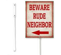 Horienteeon Beware Rude Neighbor Lawn Sign Be a Good Neighbor Yard Sign With Stake Sturdy Street Signs Rustproof Aluminum Street Lawn Grass Outdoor Decorations Home Herb Farm 8x12 Inch