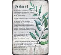 Horienteeon Bible Verse Psalm 91 Christian Gifts 20x30cm Aluminum Inspirational Wall Decor Scripture Wall Art Wooden Hanging Sign for Modern Home Office Bathroom Bedroom Wall Art Decor