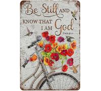 Horienteeon Bible Verses Sign Be Still and Know That I Am God Sign 30x40cm Aluminum Scripture Inspirational Quotes Plaque Wall Art Christian Home Decor for Prayer Room Living Room Holiday