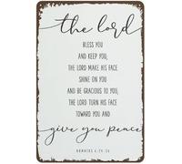 Horienteeon Bible Verses Sign The Lord Bless You and Keep You Sign 14x20cm Aluminum Scripture Inspirational Quotes Plaque Wall Art Christian Home Decor for Prayer Room Living Room Holiday