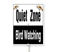 Horienteeon Bird Sign With Stake Bird Sign For Front Door Quiet Zone Bird Watching Warning Caution Yard Sign 8x12 Inch Zoo Farm Lawn Yard Prop Walkway Porch Decorations,Outdoor Aluminium Décor