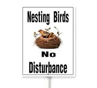 Horienteeon Bird Sign With Stake Bird Sign For Outside Nesting birds No Disturbance Warning Caution Yard Sign 6x4.6inch Aluminium Home Farm Zoo Garden Porch Yard Decor Outside Outdoor Lawn