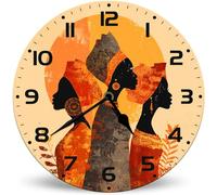 Horienteeon Black Silhouette Decor Kitchen Wall Clock Decorative Battery Operated-25cm, Round Sunflower Lovers Wall Clocks Silent Non-Ticking for Living Room, Kitchen, Bathroom, Bedroom