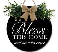 Horienteeon Bless This Home And All Who Enter Decoration Sign 30×30cm, Welcome Wall Signs Decor, Farmhouse God Bless Our Home Sign for Front Door Porch, Rustic Wood Family Door Decor