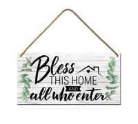 Horienteeon Bless This Home and All Who Enter Sign 15x30cm Wooden Christian Wall Art Scripture Wall Decor Bible Verse Sign for Home Farmhouse Church Decor