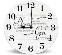 Horienteeon Blessed Are The Peacemakers Inspirational Christian Wall Clock Religious Family Clock Christian Gifts for Women Religious Gifts for Her 25cm Silent Non-Ticking Battery Operated