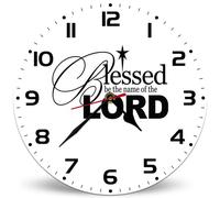 Horienteeon Blessed Be The Name Of The Lord Wall Clock Football Decorative Battery Operated 25cm, Round Christian Jesus Clocks Silent Non-Ticking Wall Clocks for Bedroom Kitchen Farmhouse