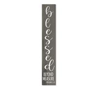 Horienteeon Blessed Beyond Measure Welcome Sign 20x120cm Wood Grey Green Patio Welcome Board and Porch Leaner for Front Door Deck or Wall Yard, Rustic All Season Vertical Porch Hanging Decor