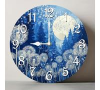 Horienteeon Blue Moon Forest Dandelion Wooden Wall Clock 25cm