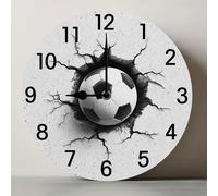 Horienteeon Broken Wall Soccer Round Silent Wall Clock 30cm