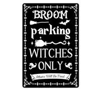 Horienteeon Broom Parking Witches Only Aluminium/Metal Sign 20×30cm, Sturdy Aluminum Signs, Broom Parking Wall Sign Decorations, Witch Broom Parking Halloween Sign For Wall Outdoor Decor