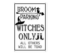Horienteeon Broom Parking Witches Only Aluminium/Metal Sign 30×40cm, Sturdy Aluminum Signs Rust Free, Broom Parking Wall Sign Decorations, Witch Sign Decor for Halloween Graden Wall
