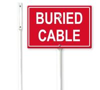Horienteeon Buried Cable Yard Sign with Stakes 30×20cm, Sturdy Aluminum Yard Signs Weatherproof Easy Mounting, Caution Security Signs for Construction Sites, Walkways & Property Safety