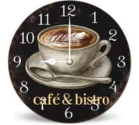 Horienteeon Cafe Latte Vintage Dark Background Round Wall Clock 30cm