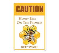 Horienteeon Caution Beware Honey Bees On The Premises for Home, Farmhouse, Garden Aluminium Sign, Sturdy Aluminum Sign Rust Free 20×30cm, Warning Signs for Property Garden Gate Wall Fence