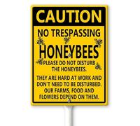 Horienteeon Caution - No Trespassing, Honeybees Yard Sign with Stakes 20cm×30cm, Honey Bee Decorations Hive Rules Signs, Sturdy Aluminum Lawn Signs, Metal Sign Post, Honey Bee Outdoor Decor Gifts