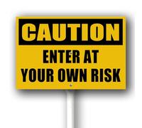 Horienteeon Caution Sign With Stake Enter At Your Own Risk Sign With Stake Security Warning Business Plaque 8x12inch Aluminium Home Farm Garden Porch Yard Walkway Decor Outside Outdoor Lawn