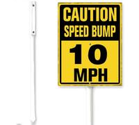 Horienteeon Caution Speed Bump 10mph Sign With Stake Slow Down Traffic Road Farm Street Business Neighborhood Grass Lawn Signs,Garden Party Outdoor Aluminium Decorations 8x12"