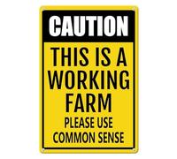Horienteeon Caution - Working Farm, Please Use Common Sense Aluminium Sign 20×30cm, Sturdy Aluminum Metal Signs Rust Free, Weatherproof Outdoor Signs for Yard Lawn Street Outdoor