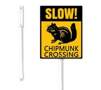 Horienteeon Chipmunk Crossing Yard Sign with Stakes Slow Sign Animal Crossing Signs 20x30cm Sturdy Aluminum Yard Signs Rust Free Metal Lawn Decorations for Outdoor Use