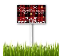 Horienteeon Christ The Savior Is Born Yard Sign with Stake Kit 20x30cm Sturdy Tall Aluminum Yard Signs Weatherproof Outdoor Metal Signs Christmas Decoration for Holiday Party Lawn Garden