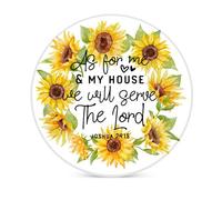 Horienteeon Christian Coasters Set of 4 with Bible Verses, As for Me and My House We Will Serve The Lord Sign 10cm Cork Drink Coasters & Holder for Coffee Table, Gifts for Women Home Decor