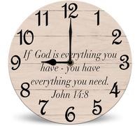 Horienteeon Christian Gifts for Women If God Is Everything You Have Wall Clock Inspirational Wall Art, Bible Verse Clock for Elderly Jesus Cross Scripture Gifts, 25cm Silent Non Ticking