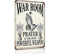 Horienteeon Christian Gifts Vintage Prayer is The Most Powerful Weapon Sign 30x40cm Aluminum Religious Metal Wall Art for Home Church Prayer Room War Room Office Chapel Decor
