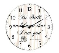 Horienteeon Christian Wall Clock Be Still And Know That i Am God Religious Bible Verse Jesus Inspirational Quote Scripture Silent Non-Ticking Decorative Clock Home Decorative Round 10"