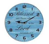 Horienteeon Christian Wall Clock Blessed Are Those Who Trust In The Lord Religious Bible Verse Jesus Inspirational Quote Scripture Non Ticking Silent Kitchen Clock Bedroom Living Room Round 10"