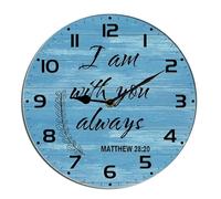 Horienteeon Christian Wall Clock I Am Will Your Always Bible Verse Jesus Religious Inspirational Quote God Scripture Wooden Silent Non Ticking For Bedroom Living Room Round 10"