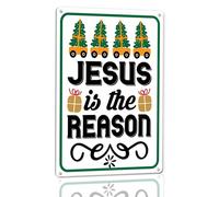 Horienteeon Christmas signs Jesus Is The Reason Aluminium Sign 14×20cm, Sturdy Aluminum Metal Signs Rust Free, Jesus Christmas Decorations, Nativity Decor for Church Home Stores