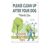 Horienteeon Clean Up After Your Dog Aluminium Sign 14×20cm, Sturdy Aluminum Metal Signs Rust Free, No Pooping Dog Signs for Yard - Please Pick Up Poop Curb your Dog Wall Signs