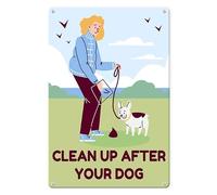 Horienteeon Clean Up After Your Dog Aluminium Sign 20×30cm, Sturdy Aluminum Metal Signs Rust Free, No Pooping Dog Signs for Yard - Please Pick Up Poop Curb your Dog Wall Signs