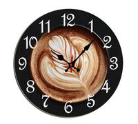 Horienteeon Coffee Kitchen Wall Clock Hot Cocoa Latte Art Round 10 Inch Wooden Decorative Silent Non Ticking Decorative Clock For Living Room, Kitchen, Home,Bathroom, Bedroom, Office Or School