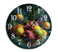 Horienteeon Colorful Ingredient Vegetable And Fruit Wall Clock Kitchen Spring Wooden Silent Non Ticking Decorative Clock For Living Room, Kitchen, Home,Bathroom, Bedroom, Office Or School Round 12"