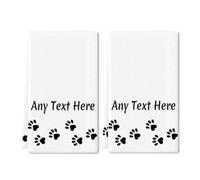 Horienteeon Custom Cat/Dog Paw Kitchen Towel Set of 2, Design Your Own Text One Side, Custom Family Last Name Towels, Customizable Pet Gifts Personalized Tea Towels/Bar Towels/Hand Towels 40×60CM