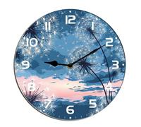 Horienteeon Dandelion Wall Clock Floral Wooden Decorative Non Ticking Silent Quartz Bedroom Living Room Office Gym Kitchen Bathroom Patio Decor Decorative Clocks Shop Hotel Round 10"