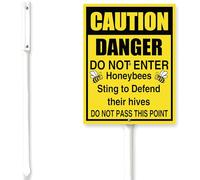 Horienteeon Danger,Do Not Enter The Bee Hive Sign For Yard With Stake Garden Sign Stake Caution Warning 7x8.8inch Metal Outdoor Lawn Decor Farm Aluminium Decorations And 12.8" Stake Kit