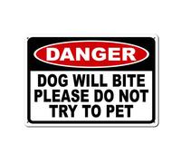 Horienteeon Danger Dog Will Bite Please Do Not Try To Pet Sign 14x20cm Reflective Aluminum Sign Fade Resistant/Waterproof Indoor or Outdoor Use Easy to Mount