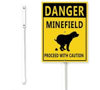 Horienteeon Danger Minefield Proceed With Caution No Dog Poop Aluminum Lawn Signs With Stake Neighborhood Street Wildflowers Farm Lawn Prop Walkway Porch Decorations,Outdoor Grass 8x12 Inch