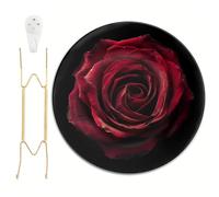 Horienteeon Dark Red Rose Bloom Decorative Melamine Plate 27cm
