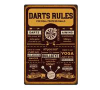 Horienteeon Dart Rules Sign 14x20cm Aluminum Vintage Dart Room Accessories Poster for Home Games Room Men Cave Cafes Bars Pubs Wall Decor