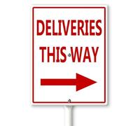 Horienteeon Deliveries This Way Right Arrow Outdoor Yard Sign with Stakes 11.5×15cm, Sturdy Aluminum Lawn Signs Rust Free, Delivery Instructions for My Packages from Amazon, FedEx, USPS, UPS