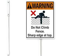 Horienteeon Do Not Climb Fence Sign With Stake Sharp Edge At Top Sign For Yard 8x12inch Lawn Signs,Street Security Caution Farm Garden Party Porch Outdoor Aluminium Decorations
