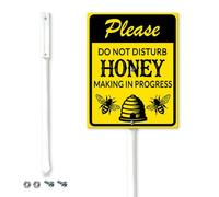 Horienteeon Do Not Disturb Bee Yard Sign with Metal Stake Easy Installation 17.5x22cm Sturdy Heavy Aluminum Signs Save The Bees Sign for Outdoor Use Lawn Gardener