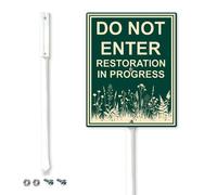 Horienteeon Do Not Enter Restoration in Progress Yard Sign with Tall Stake Native Plants Keep Off Signs 17.5x22cm Sturdy Heavy Duty Aluminum Yard Sign for Lawn Weatherproof and Outdoor Use