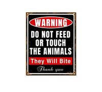 Horienteeon Do Not Feed Or Touch The Animals They Will Bite Aluminum Sign Caution Security Metal Plaque Rustproof Aluminum Security Caution Sign Street Lawn Farm Grass Outdoor Decoration 12x16inch