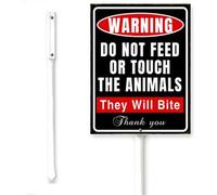 Horienteeon Do Not Feed Or Touch The Animals They Will Bite Aluminum Yard Sign With Stake Caution Warning Neighborhood Street Lawn Grass Outdoor Decoration Rustproof Sturdy Aluminum For Yard 8x12 Inch